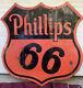 Vintage 1955 Phillips 66 Porcelain Double Face Signe Orange / Noir Shield A + Boutique