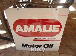 Vintage 1979 Double Côté Amalie Motor Oil Panneau Publicitaire 24x24 Garage Station