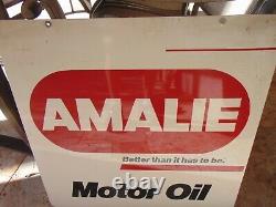 Vintage 1979 Double Côté Amalie Motor Oil Panneau Publicitaire 24x24 Garage Station