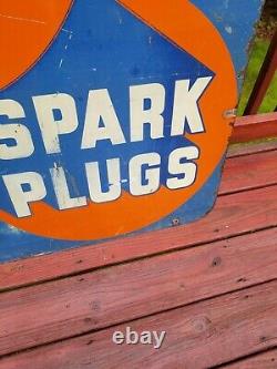 Vintage Ac Spark Plug Fuel Pump Sign Huile Station-service Peut Double Face Acier Automatique