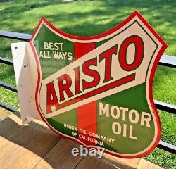 Vintage Aristo Motor Oil Double-sided Flange 14 X 12 Flange Porcelaine Signal