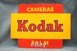 Vintage Authentique Grand Double Face Metal Kodak Concessionnaire 24 X 18 Sign (pk)