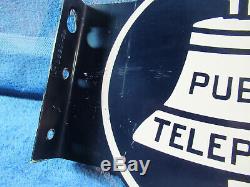 Vintage Bell Public Système De Téléphone Téléphone Double-sided Signe Métal Bride