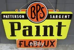 Vintage Bps Paint Sign Flatux Satgent Double Face En Porcelaine Originale Rare