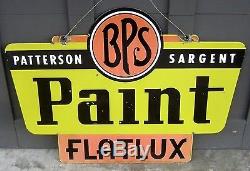 Vintage Bps Paint Sign Flatux Satgent Double Face En Porcelaine Originale Rare