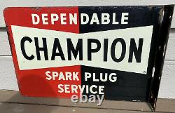 Vintage Champion Spark Plug Service Flange Signe Double Sided, Années 1940