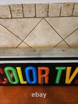 Vintage Color Tv Par Rca Grande Lumière Double Face Sign 50 19
