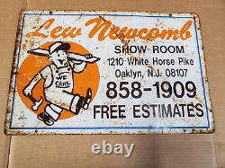 Vintage Construction Company Plaque Métallique Double Face Lew Necomb New Jersey
