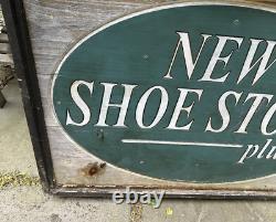 Vintage Country Store Style Double Sided Wood Publicité New Shoe Store Sign