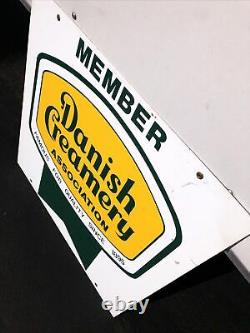 Vintage Danish Creameery Association Membre Double Sided Metal Sign 24 X 24