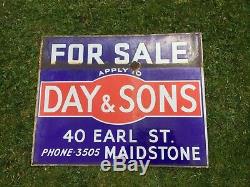 Vintage Day And Sons Émail Double Face À Vendre Signe Maidstone