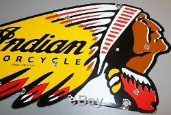 Vintage Double Face Indian Motorcycle Die Cut Porcelain Dealer Signe De 1950