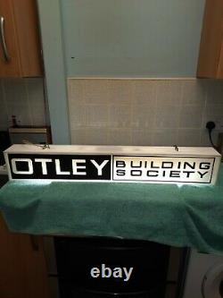 Vintage Double Face Otley Building Society 1970s Illuminated Shop Sign