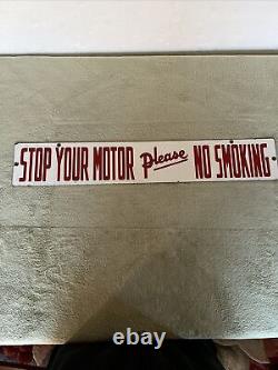Vintage Double Sided Arrêter Votre Moteur Non Fumer S'il Vous Plaît Porcelaine Panneau 30x 5