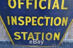 Vintage Double Sided Inspection Officielle Porcelaine Pa Dot Station Sign