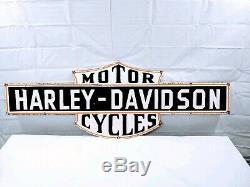 Vintage Double Sided Moto Harley Davidson Porcelain Détaillant