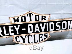 Vintage Double Sided Moto Harley Davidson Porcelain Détaillant