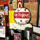 Vintage Dr Pepper 10-2-4 Double Sided Metal Soda Publicité Flange Signe