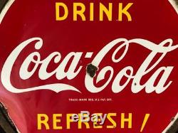Vintage Drink1941 Coca Cola Lollipop Double Face Signe Publicitaire En Coke De Coca