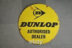 Vintage Dunlop Concessionnaire Autorisé Double Côté Ad Porcelaine Enamel Panneau D'affichage