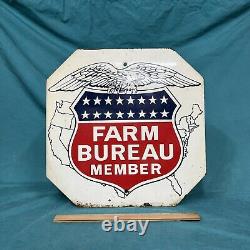 Vintage Farm Bureau Panneau Double Face 1964 Garage Agricole D'origine