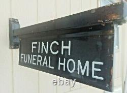 Vintage Finch Funeral Home Service Sign Lighted Double Sided Advertising Cuivre