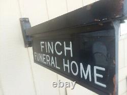 Vintage Finch Funeral Home Service Sign Lighted Double Sided Advertising Cuivre