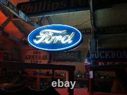 Vintage Ford Oval Double Sided Sign Concessionnaire Concessionnaire Mancave Garage
