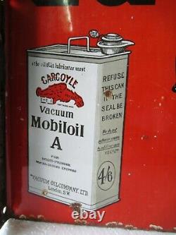 Vintage Gargoyle Vacuum Motor Car Oil Sign Board Porcelaine Émail Double Sided2
