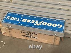 Vintage Goodyear Pneus Gas Service Station 36 Double Sided Lighted Sign Works