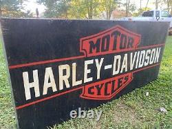Vintage Harley Davidson Motorcycle Double Face Signaire Mancave Garage