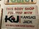 Vintage Kansas Jack Body Shop Panneau 36x24 Double Côté Garage En Métal 1970s Rare