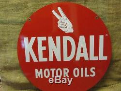 Vintage Kendall Motor Oil Sign Antique Vieille Station D'essence Double Face Auto 9762