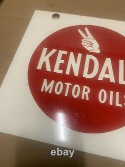 Vintage Kendall Motor Oils Double Sided Metal Gas Station Signe Publicitaire