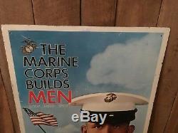 Vintage Les Marines Corp Builds Hommes 1967 Recrutement Signe Semper Fi Double Face