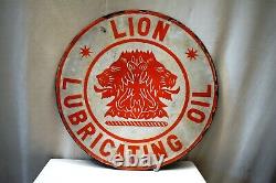 Vintage Lion Huile Lubrifiante Panneau Panneau De Porcelaine Émail Double Face Advertis2