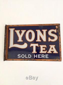 Vintage Lyons Tea Double Face Émail Publicité Signe