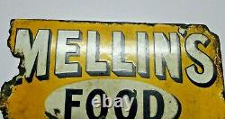 Vintage Mellin's Food Porcelaine Enamel Panneau D'affichage Double Face Flange Advertis