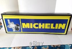 Vintage Michelin Man Pneus Double Face 36 Panneau En Métal Lumineux Travaille