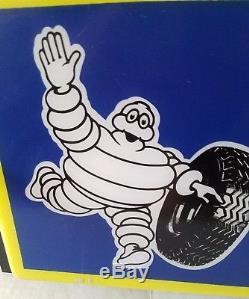 Vintage Michelin Man Pneus Double Face 36 Panneau En Métal Lumineux Travaille