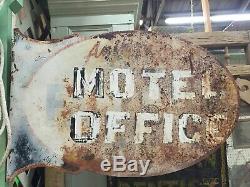 Vintage Motel Office Acier Métal Inscription Double Face Autorisé A Voir