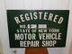 Vintage Ny Motor Vehicle Repair Shop Green Double Sided Sign