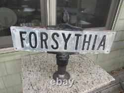 Vintage Original 1920's Forsythia Double Sided Street Signal Avec Finial