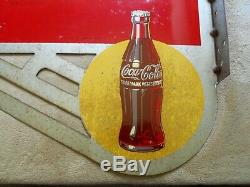Vintage / Original 1948 Boisson Coca-cola Double Face Bride Signer Avec Bouteille Logos