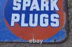 Vintage Original 1950 Ac Spark Plugs Pompes De Carburant Panneau Publicitaire Double Face
