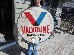 Vintage Original 1967 Valvoline Racing Signe De Pétrole Double Face Signe Comme Montré
