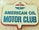 Vintage Original American Oil Motor Club Panneau De Suspension Emboîté À Double Face