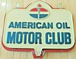 Vintage Original American Oil Motor Club Panneau De Suspension Emboîté À Double Face