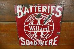 Vintage Original Années 1920/1930 Willard Batteries Double Sided Porcelain Sign