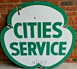 Vintage Original Cities Service Dual-sided 47 Porcelaine Signe Bon État